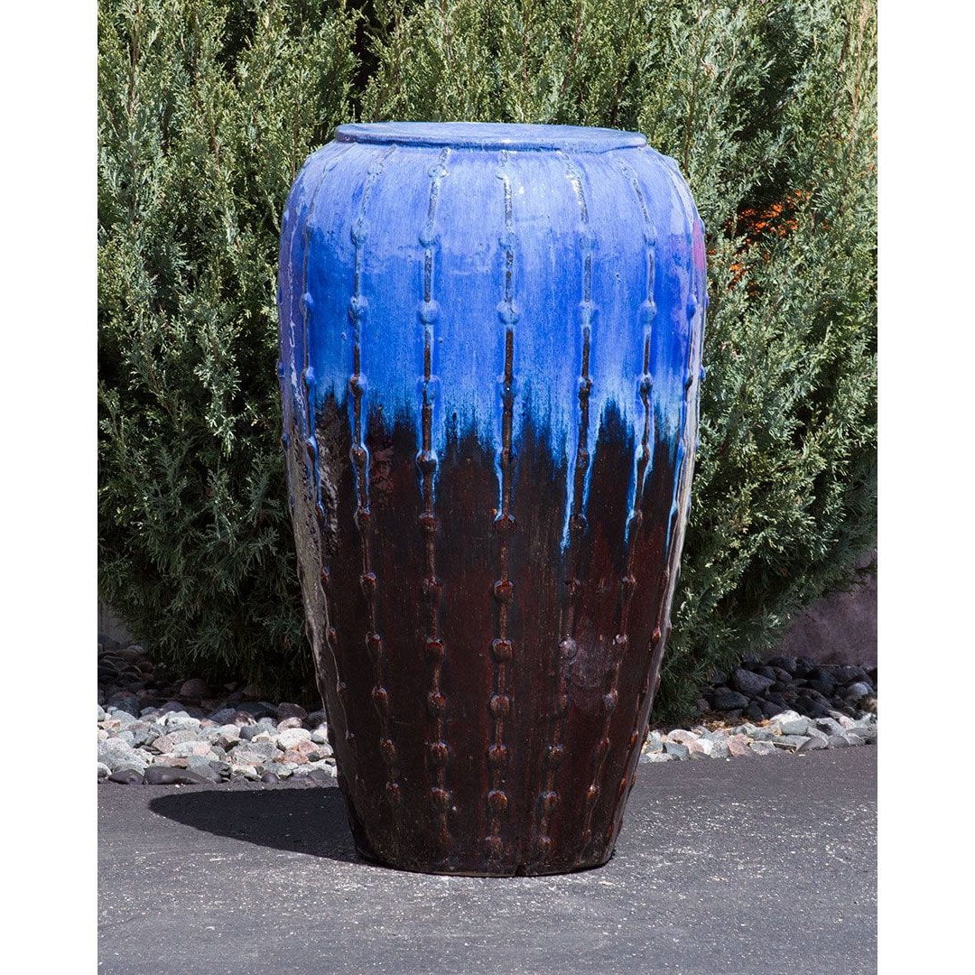 Saguaro Blue Earth Large Vase - Closed Top Single Vase Complete Fountain Kit - 3 ft Tall