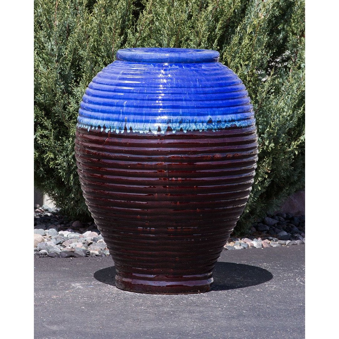 Patriotic Large Ribbed Vase - Closed Top Single Vase Complete Fountain Kit