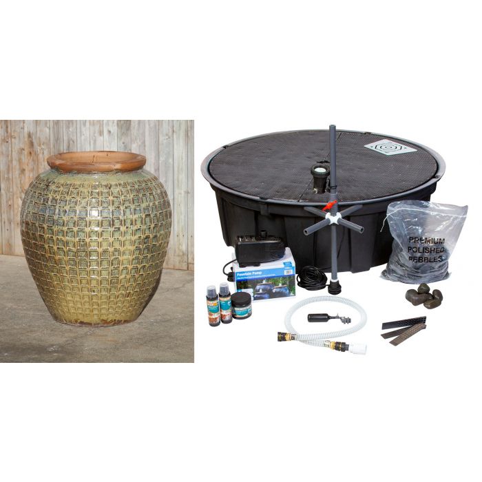 Golden Checkered Sienna Single Vase Fountain Kit - FNT40718