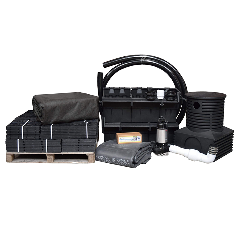 Pro Series - Just-A-Falls Kit - Complete with Res Cubes 34ft Stream - American Pond Supplies Easy Pro Waterfall Kits Waterfall Kits