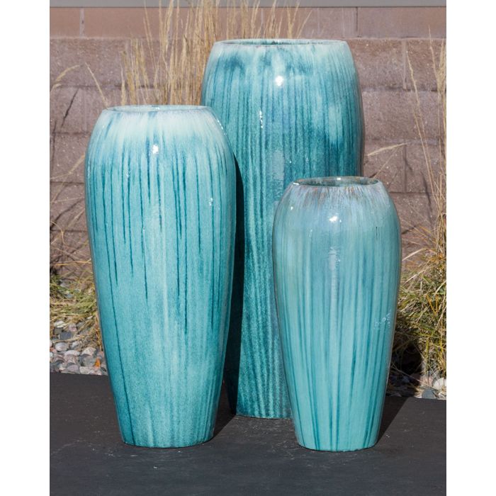 Turquoise Drips Tivoli Triple Vase FNT50364 - Complete Fountain Kit