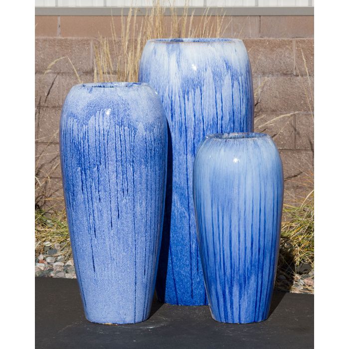 Icy Blue Tivoli Triple Vase FNT50365 - Complete Fountain Kit