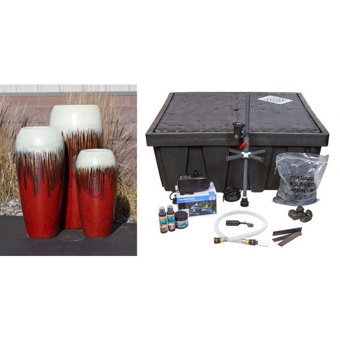 Snow on Cherry Tivoli Triple Vase FNT50366 - Complete Fountain Kit