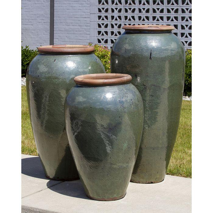 Tuscany Sage Green Triple Vase FNT50447 - Complete Fountain Kit