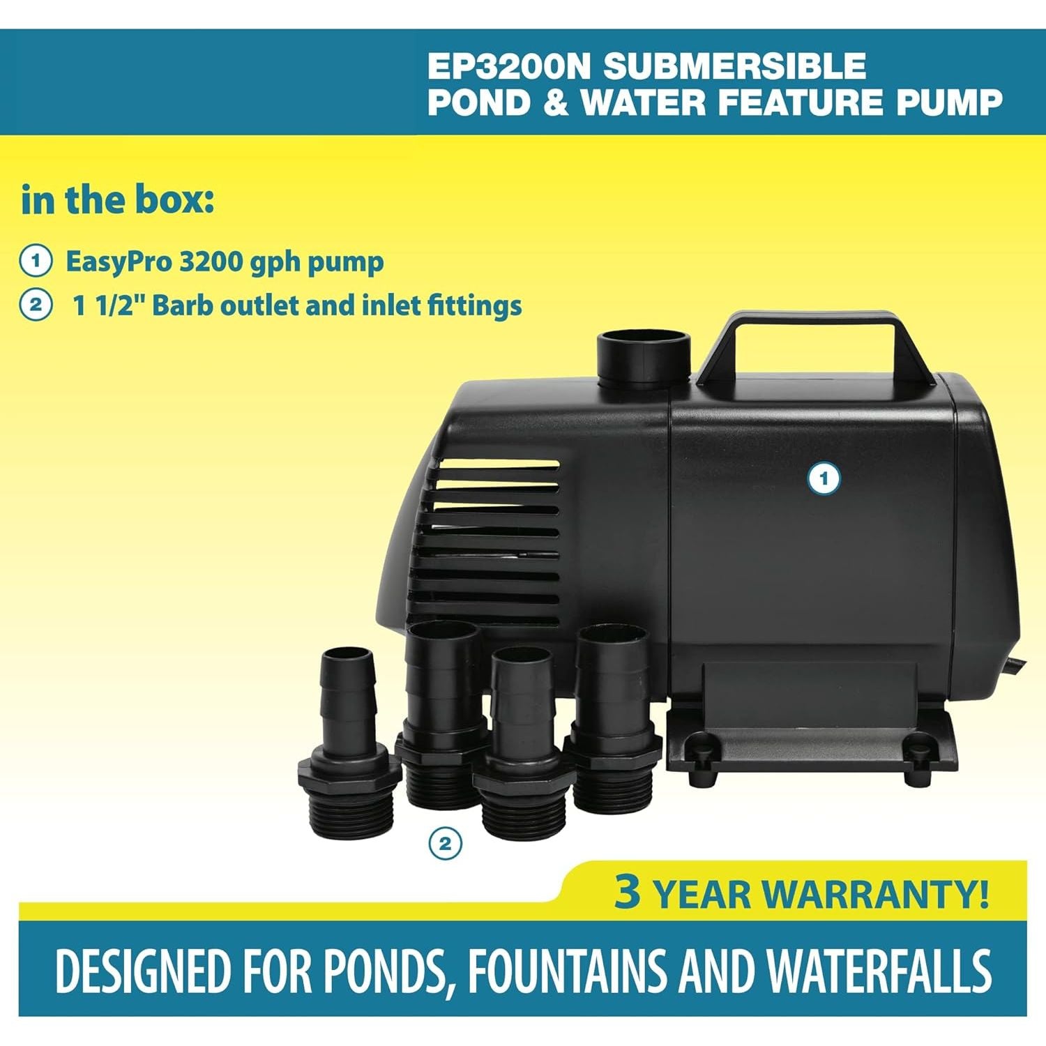 Submersible Mag Drive Pump 3200 GPH - American Pond Supplies Easy Pro Mag Drive Pumps Mag Drive Pumps