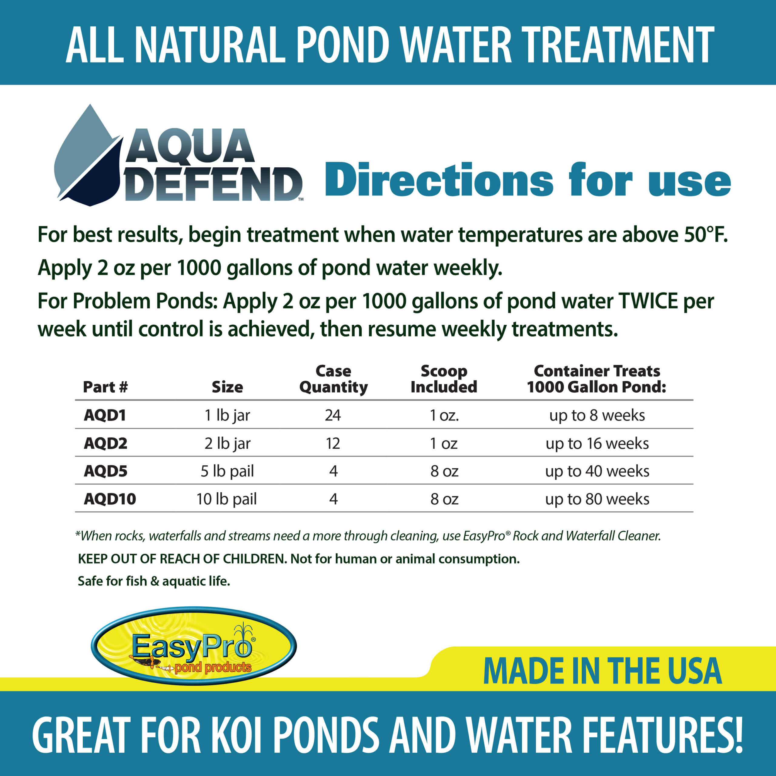 All-Natural Pond Water Treatment - Aqua Defend™ - American Pond Supplies Easy Pro