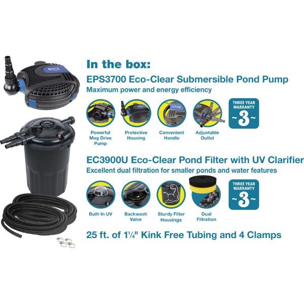 Eco-Clear Complete Pond Filtration System for Ponds Up to 3900 Gallons