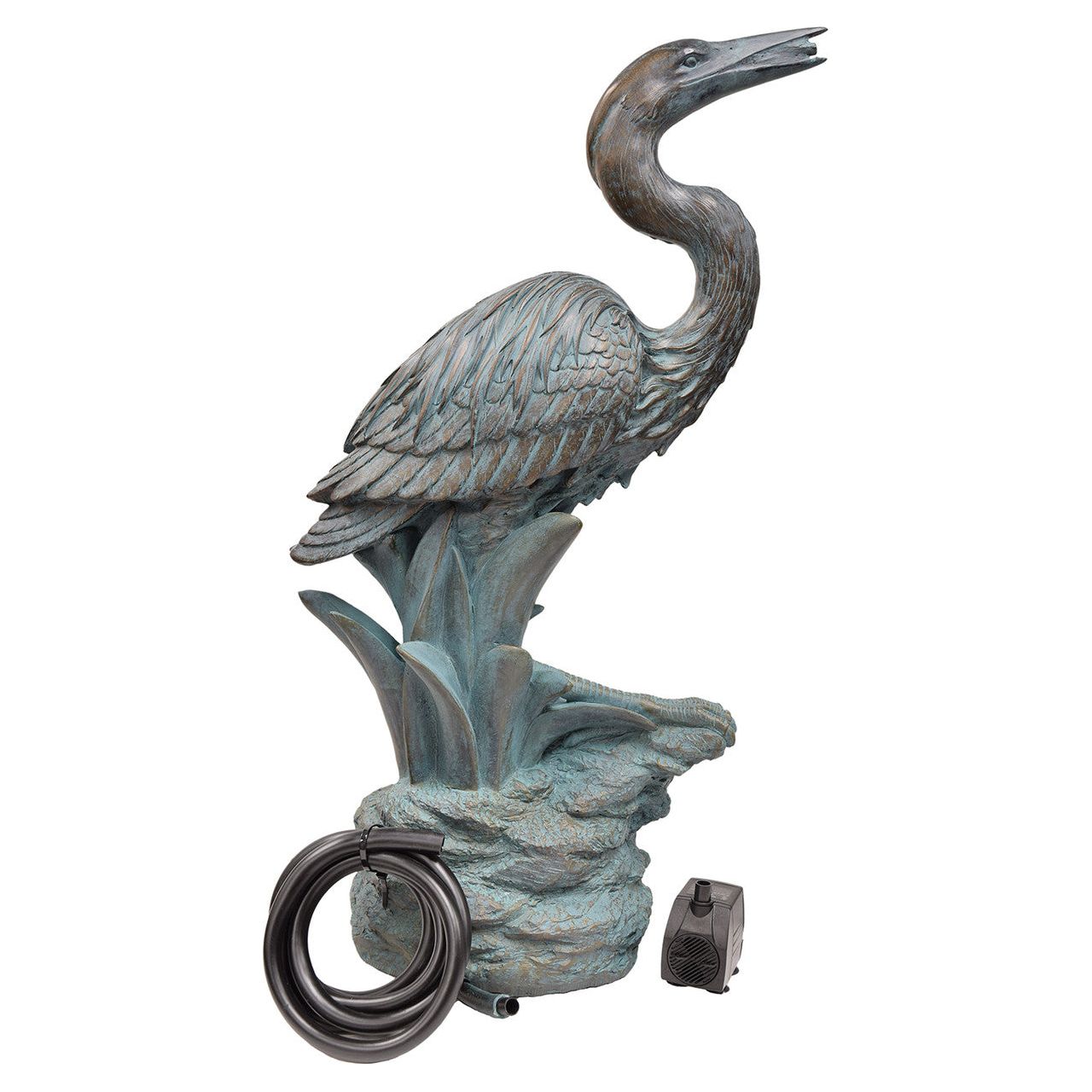 Bronze Resin Heron Fountain - American Pond Supplies Easy Pro Spitter Spitter
