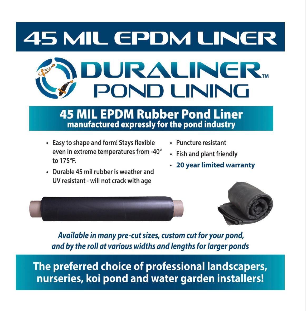 45mil EPDM Large Rubber Pond Liner