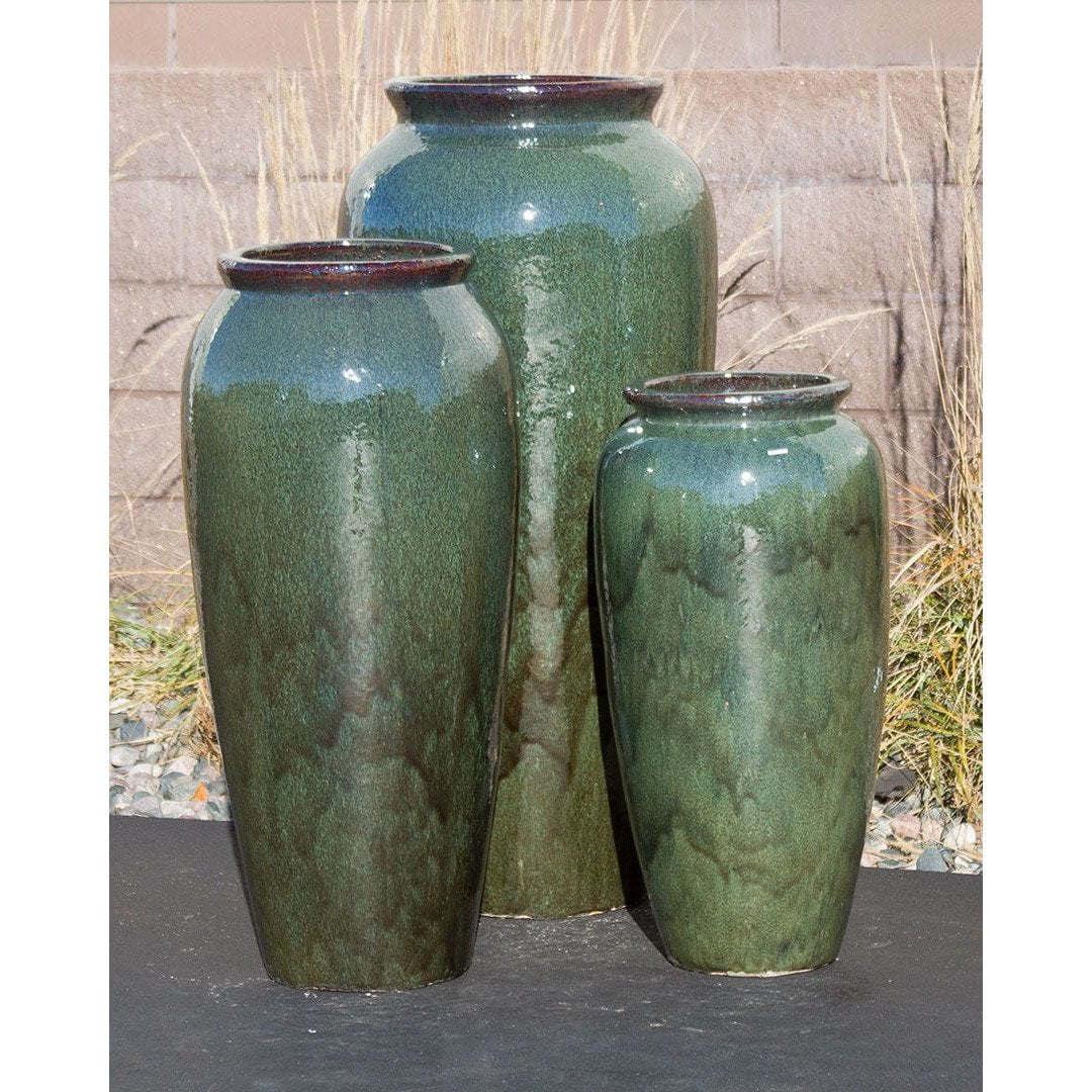 Oil Jar Moss Green Triple Vase FNT50362 - Complete Fountain Kit