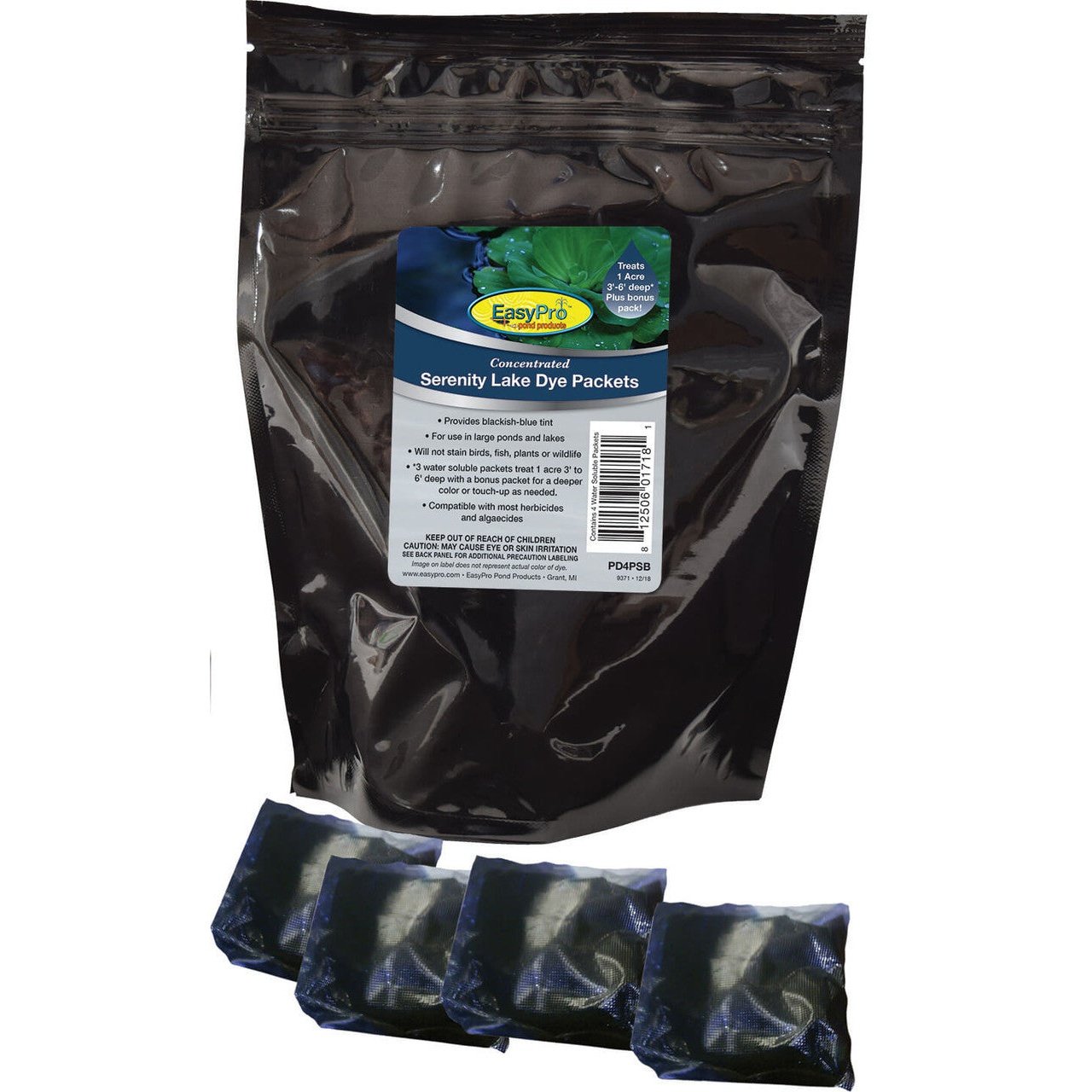 Serenity Black/ Blue Pond Dye - 4 Pack Pouch - American Pond Supplies Easy Pro Pond Treatments Pond Treatments