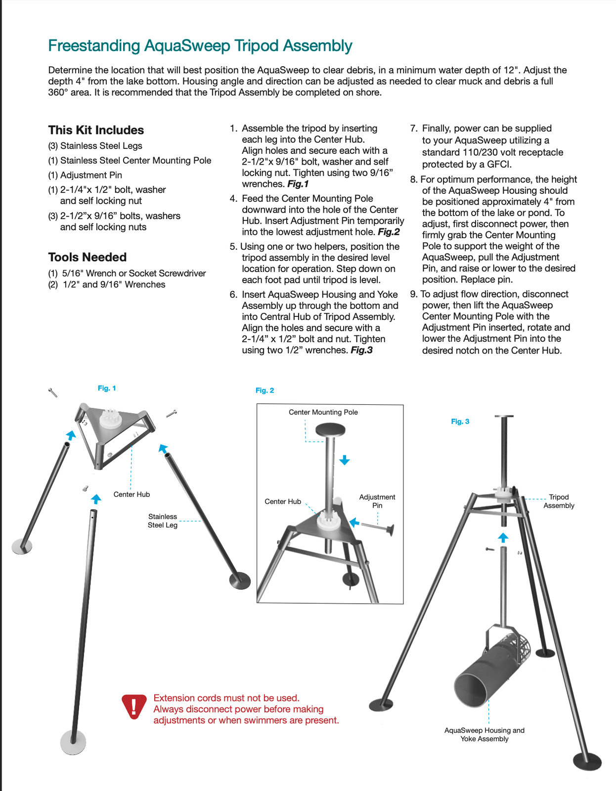 Scott Aerator: Freestanding Aquasweep/De-icer Tripod Stand - Scott Aerator - American Pond Supplies -