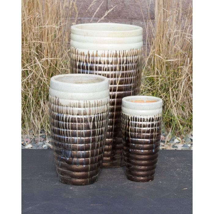 Tivoli Cream Drips on Chocolate Triple Vase FNT50352 - Complete Fountain Kit