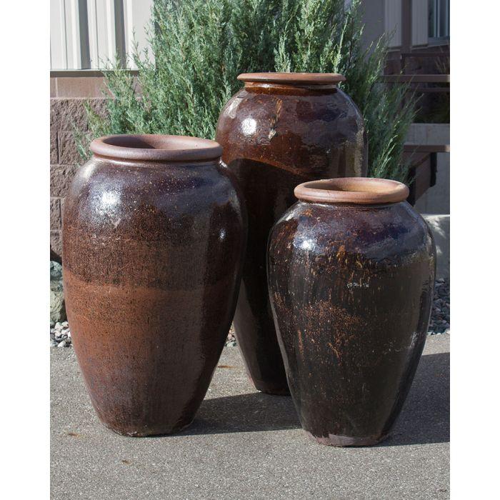 Tuscany Dark Brown Triple Vase FNT50139 - Complete Fountain Kit
