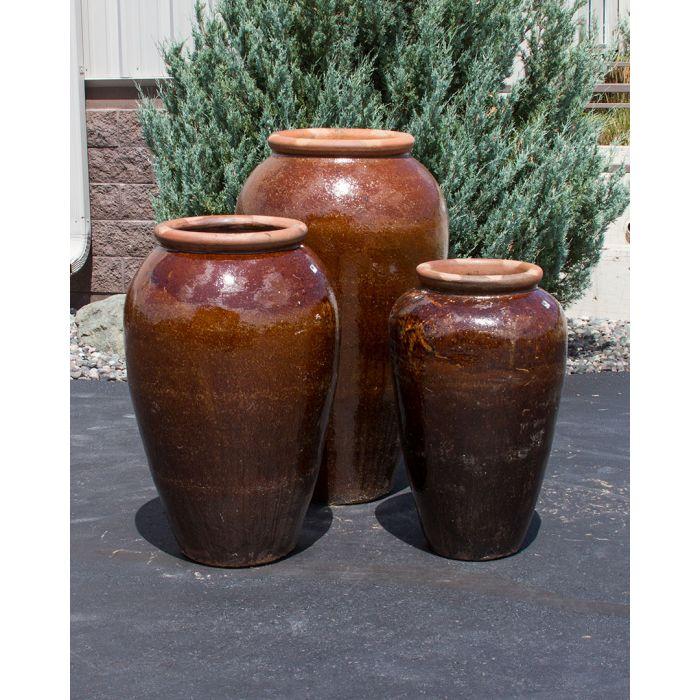 Tuscany Dark Pecan Triple Vase FNT50301 - Complete Fountain Kit
