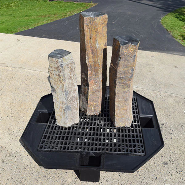 Large Polished Top Basalt Fountain 3 Piece Kit