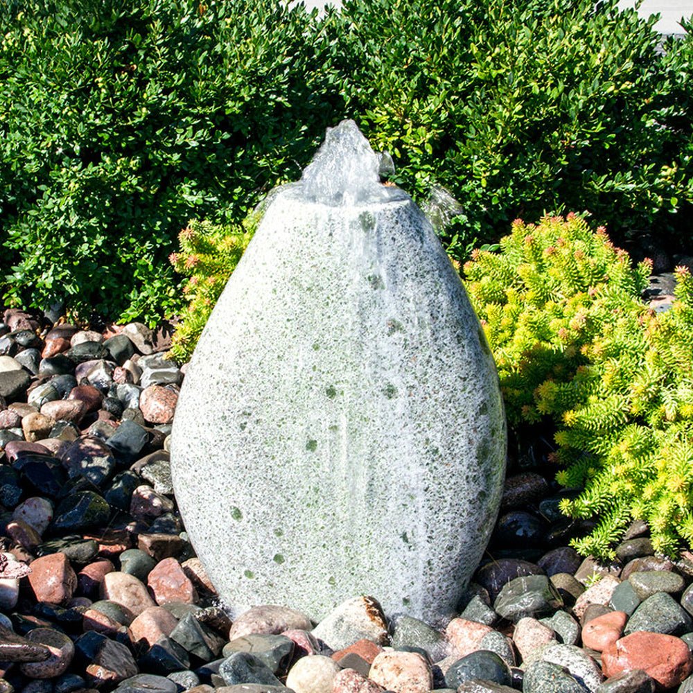 Almond-Shaped Green Marble Stone Fountain - Blue Thumb - American Pond Supplies -Almond-Shaped Green Marble Stone Fountain