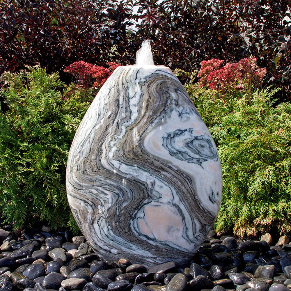 Almond-Shaped Pink Marble Stone Fountain - Blue Thumb - American Pond Supplies -Almond-Shaped Pink Marble Stone Fountain