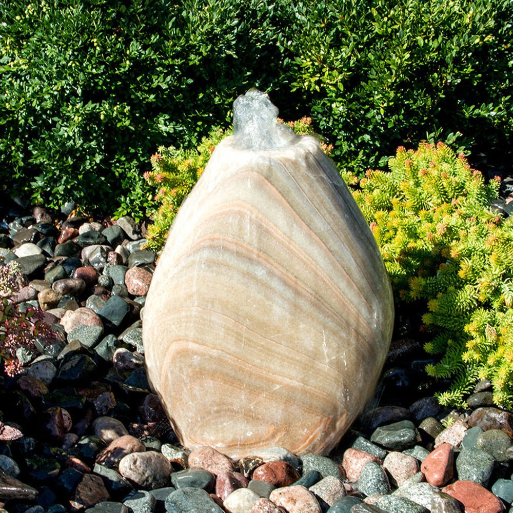 Almond-Shaped Yellow Onyx Stone Fountain - Blue Thumb - American Pond Supplies -Almond-Shaped Yellow Onyx Stone Fountain