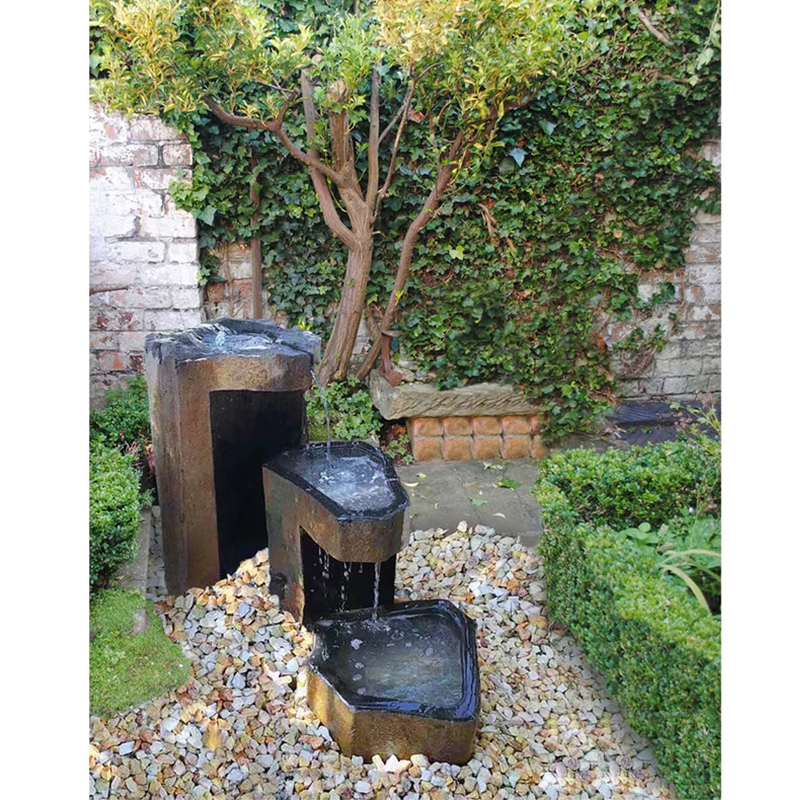 Tiered Basalt Fountain Trio with Options | 8" 20" 27"