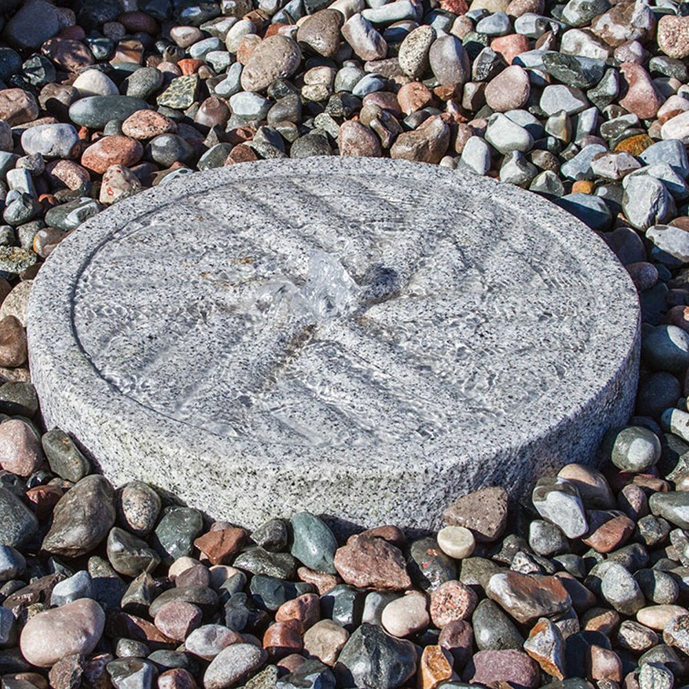 Angled Millstone Granite Stone Fountain - Blue Thumb - American Pond Supplies -Angled Millstone Granite Stone Fountain