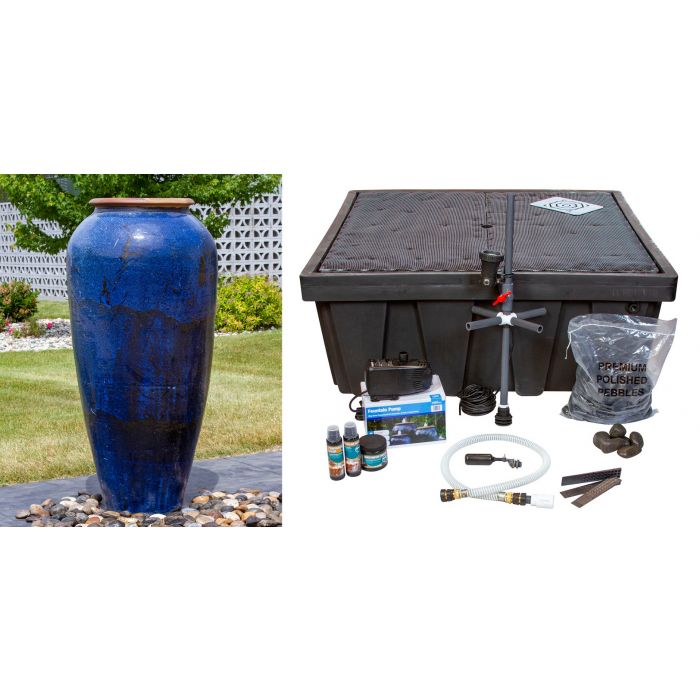 Azure Blue Large Tuscany Single Vase Fountain Kit - FNT50-AB489 - Blue Thumb - American Pond Supplies -Azure Blue Large Tuscany Single Vase Fountain Kit - FNT50-AB489