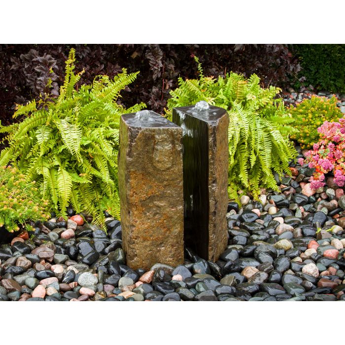 Basalt - 24" Double Split Polished 2 Piece - Complete Fountain Kit - Blue Thumb - American Pond Supplies -Basalt - 24" Double Split Polished 2 Piece - Complete Fountain Kit