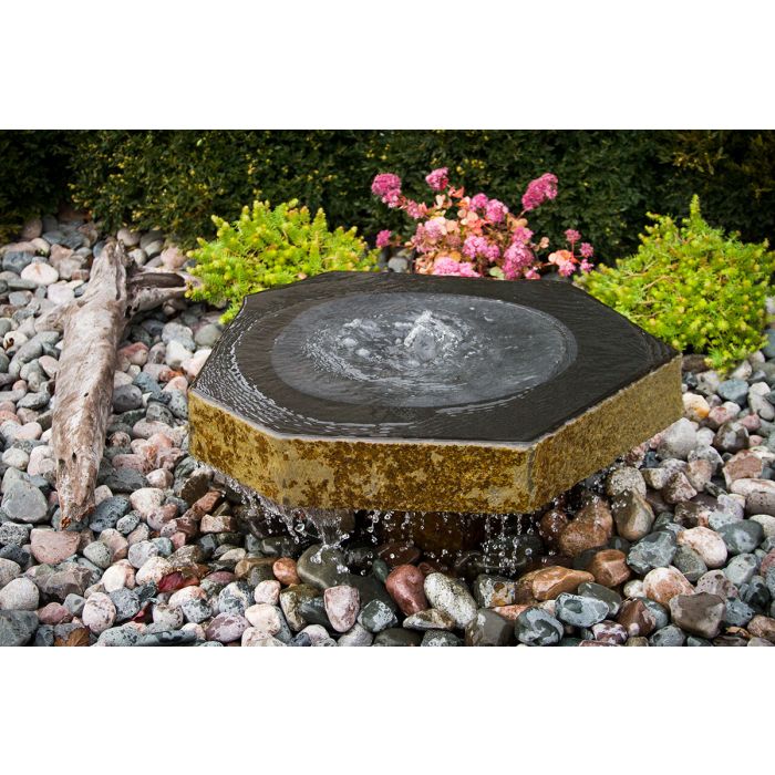 Basalt Bird Bath Stone Fountain | Landscaping Water Feature - Blue Thumb - American Pond Supplies -Basalt Bird Bath Stone Fountain | Landscaping Water Feature