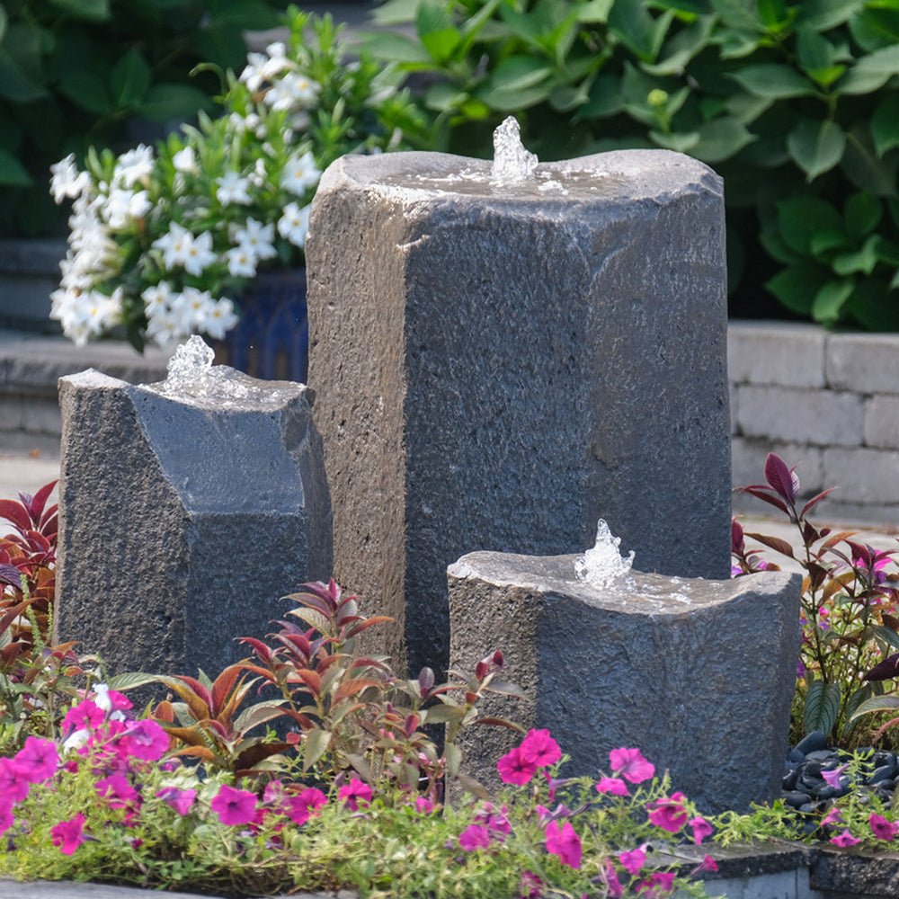 Bird Bath Triple Stone Fountain - Blue Thumb - American Pond Supplies -Bird Bath Stone Fountains | Outdoor Landscaping Fountains