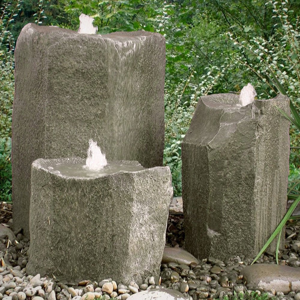 Bird Bath Triple Stone Fountain - Blue Thumb - American Pond Supplies -Bird Bath Stone Fountains | Outdoor Landscaping Fountains