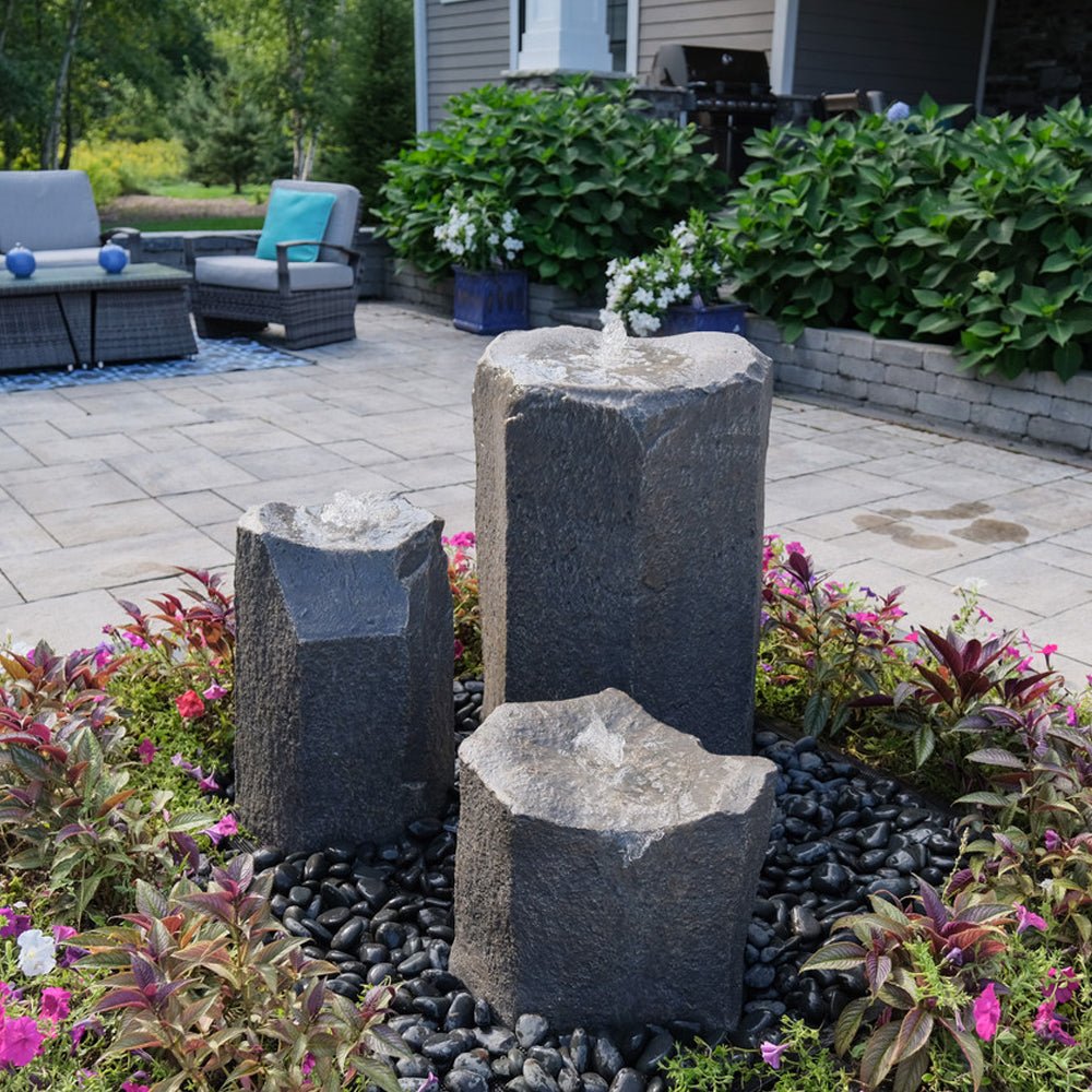 Bird Bath Triple Stone Fountain - Blue Thumb - American Pond Supplies -Bird Bath Stone Fountains | Outdoor Landscaping Fountains