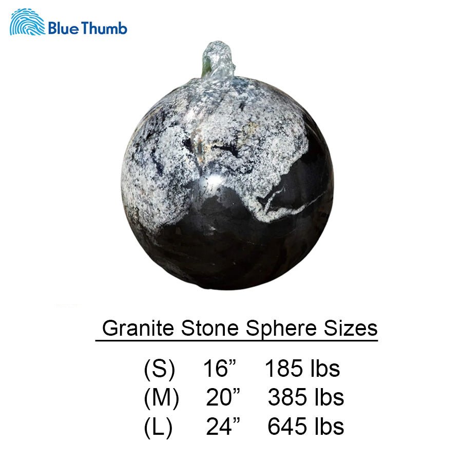 Black Flower Granite Stone Sphere Fountain - ABART42 - Blue Thumb