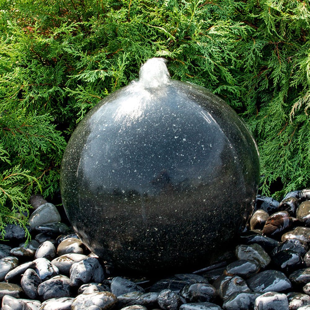 Black Granite Sphere Stone Fountain - Blue Thumb - American Pond Supplies -Black Granite Sphere Stone Fountain