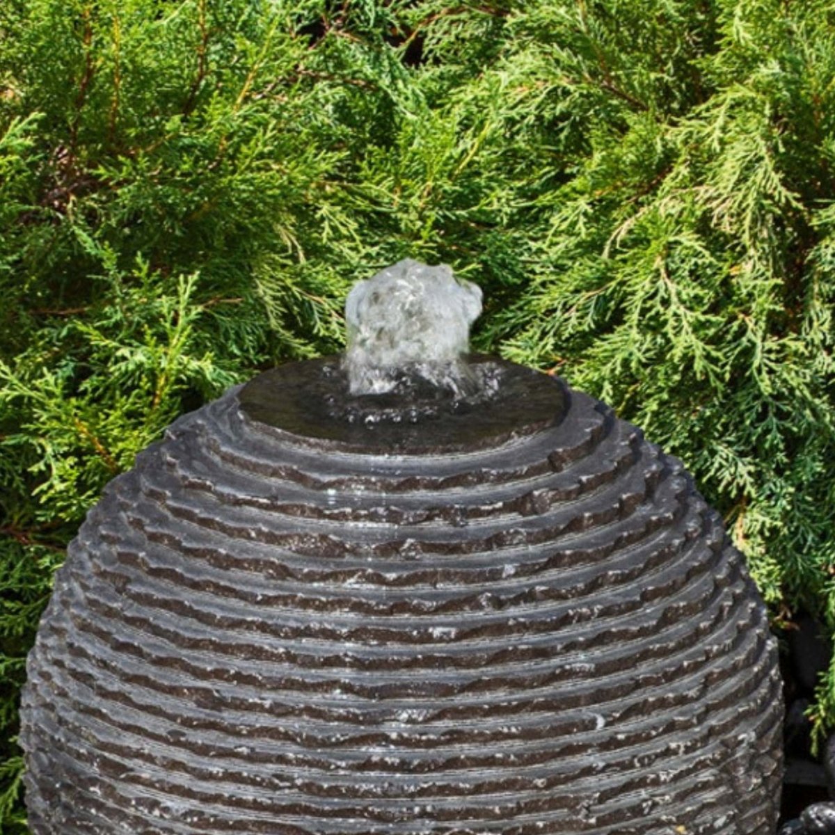 Black Ribbed Granite Sphere Fountain - Complete Kit - Blue Thumb - American Pond Supplies -Black Ribbed Granite Sphere Fountain - Complete Kit