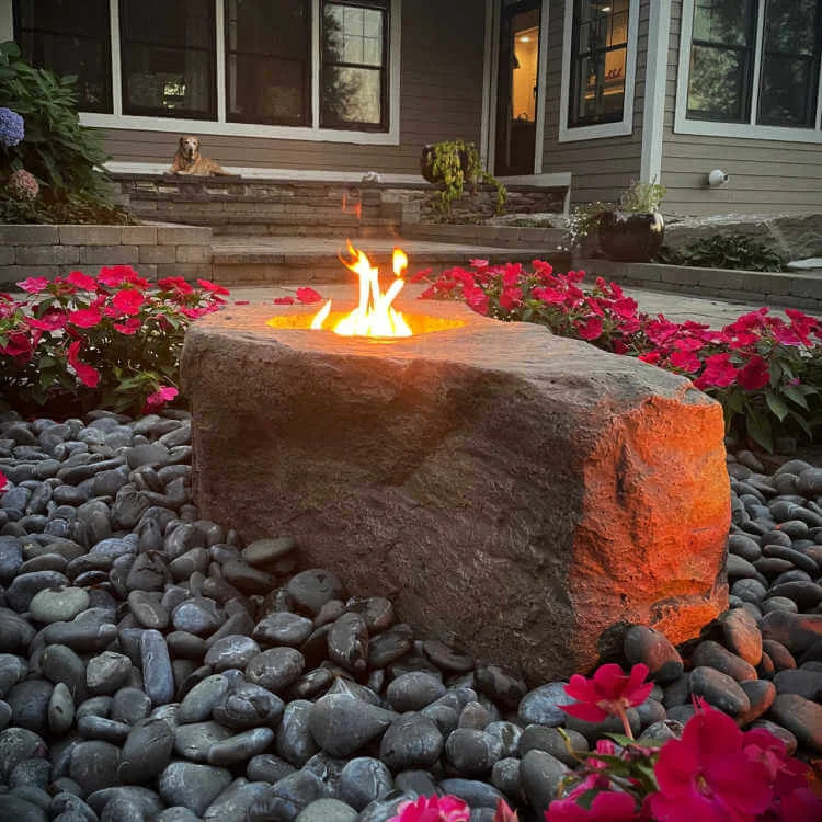 Luxury Medium Faux Fire Stone with Propane Burner Kit