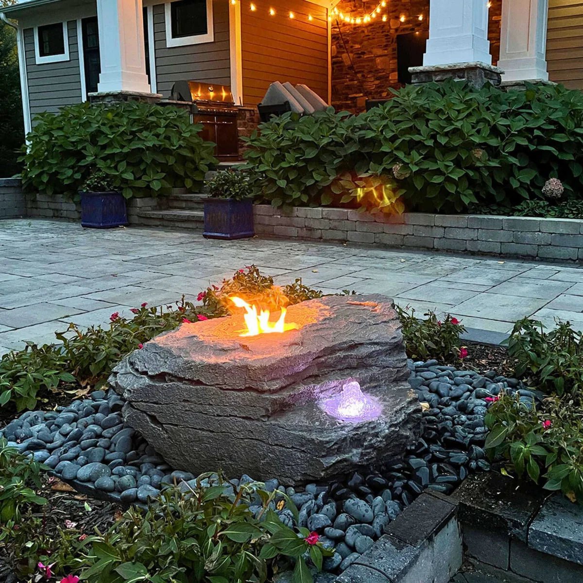 Boulder Outdoor Fire Stone Fountain - Blue Thumb - American Pond Supplies -Boulder Outdoor Fire Stone Fountain | Best Prices Online