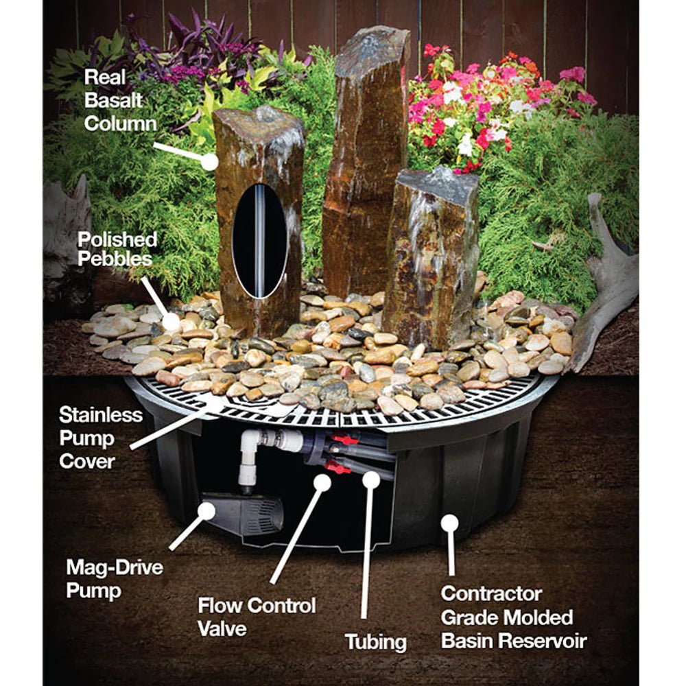 Cascade Mini-Mountain Spring Triple Stone Outdoor Fountain - Blue Thumb - American Pond Supplies -Cascade Mini-Mountain Spring Triple Stone Outdoor Fountain