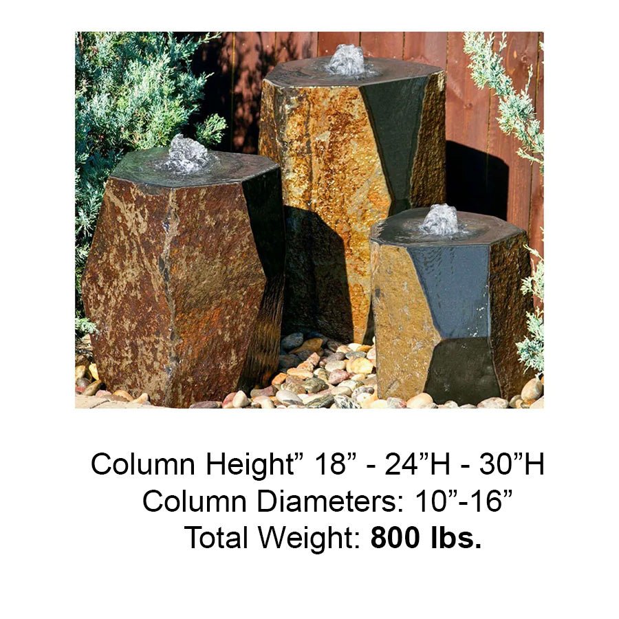 Cauldron Triple Stone Outdoor Fountain - ABZ150 - Blue Thumb