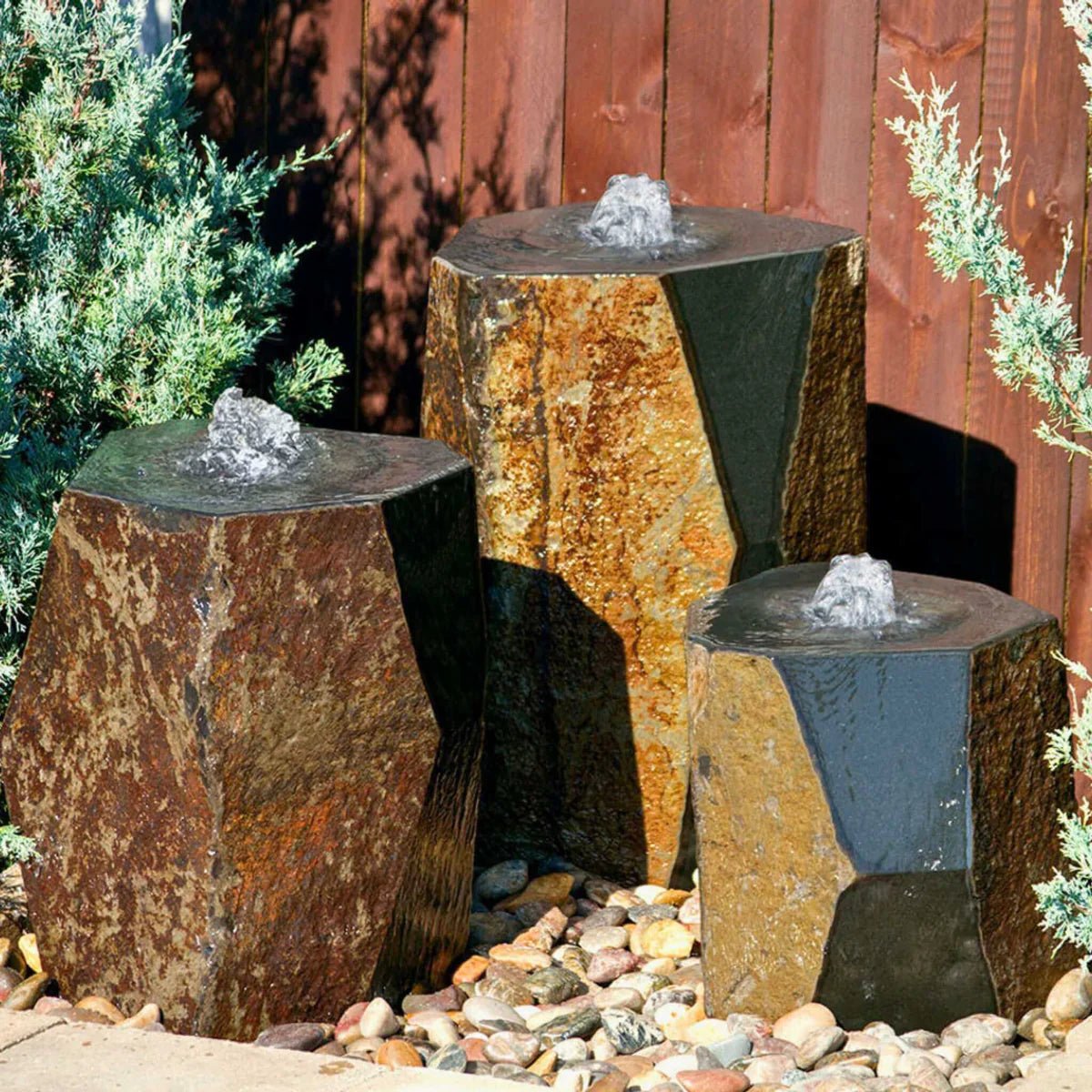 Cauldron Triple Stone Outdoor Fountain - ABZ150 - Blue Thumb