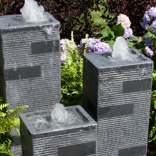 Commercial Luxury Polished Block Stone Towers Fountain - Blue Thumb - American Pond Supplies -Commercial Luxury Polished Block Stone Towers Fountain