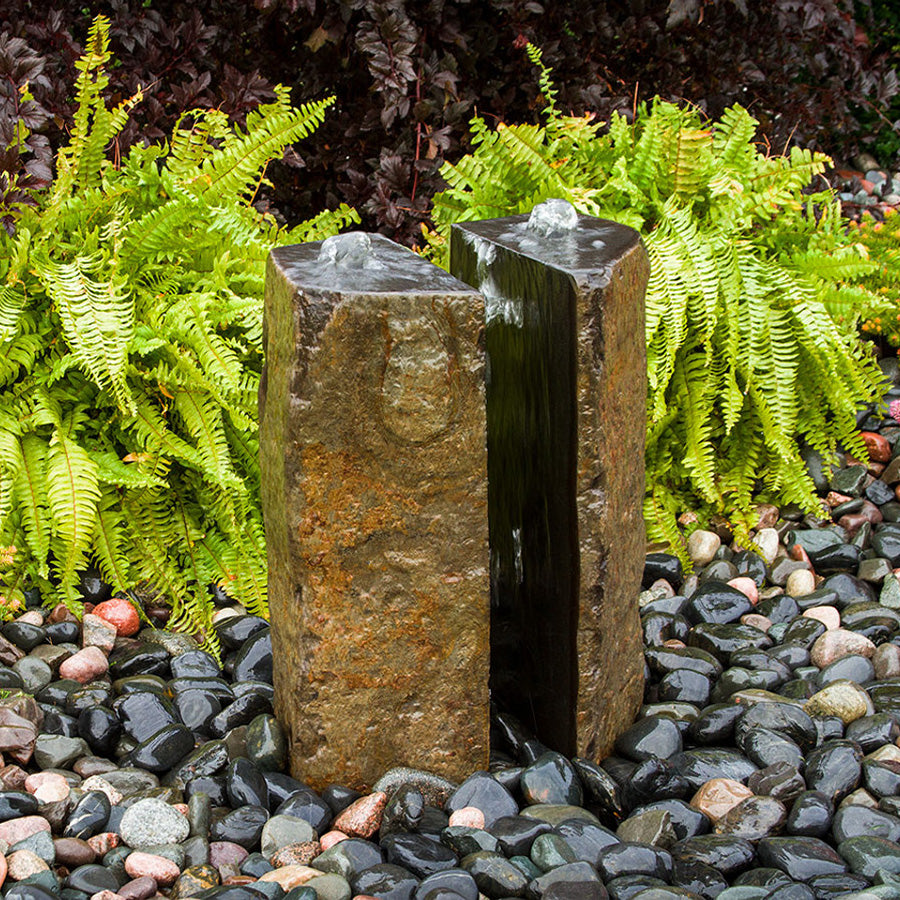 Basalt Fountain Kit - 24" Double Split Polished 2 Piece - American Pond Supplies - American Pond Supplies -