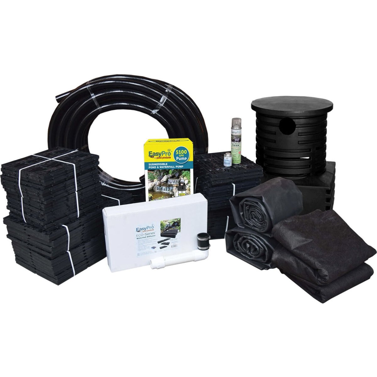 Pro-Series™ Just-A-Falls™ Kit - Spillway with High Strength Res-Cubes & Waterfall Diffuser - EasyPro - American Pond Supplies -Pro-Series™ Just-A-Falls™ Kit - Spillway with High Strength Res-Cubes & Waterfall Diffuser