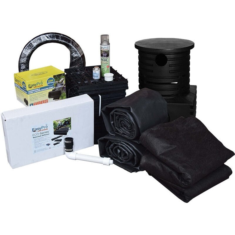 Pro-Series™ Just-A-Falls™ Kit - Spillway with High Strength Res-Cubes & Waterfall Diffuser - EasyPro - American Pond Supplies -Pro-Series™ Just-A-Falls™ Kit - Spillway with High Strength Res-Cubes & Waterfall Diffuser