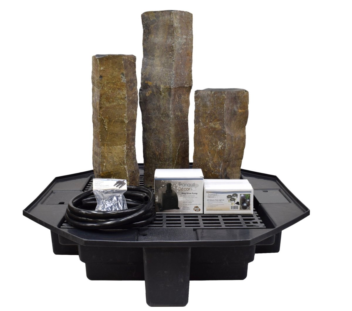 EasyPro: Tranquil Décor Polished Top Real Basalt Three Pack Complete Kit - 20", 27", 35" - HBR3CSL - EasyPro