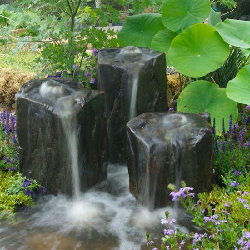 Fountain Kit - Triple Column - GFRC Concrete Bubbling Boulder - Blue Thumb - American Pond Supplies -Fountain Kit - Triple Column - GFRC Concrete Bubbling Boulder