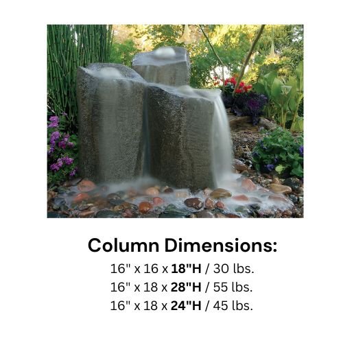 Fountain Kit - Triple Column - GFRC Concrete Bubbling Boulder - Blue Thumb - American Pond Supplies -Fountain Kit - Triple Column - GFRC Concrete Bubbling Boulder