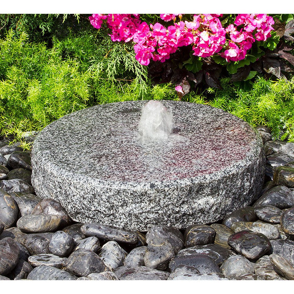 Granite Stone Natural Round Outdoor Fountain Kit - Blue Thumb - American Pond Supplies -Granite Stone Natural Round Outdoor Fountain Kit