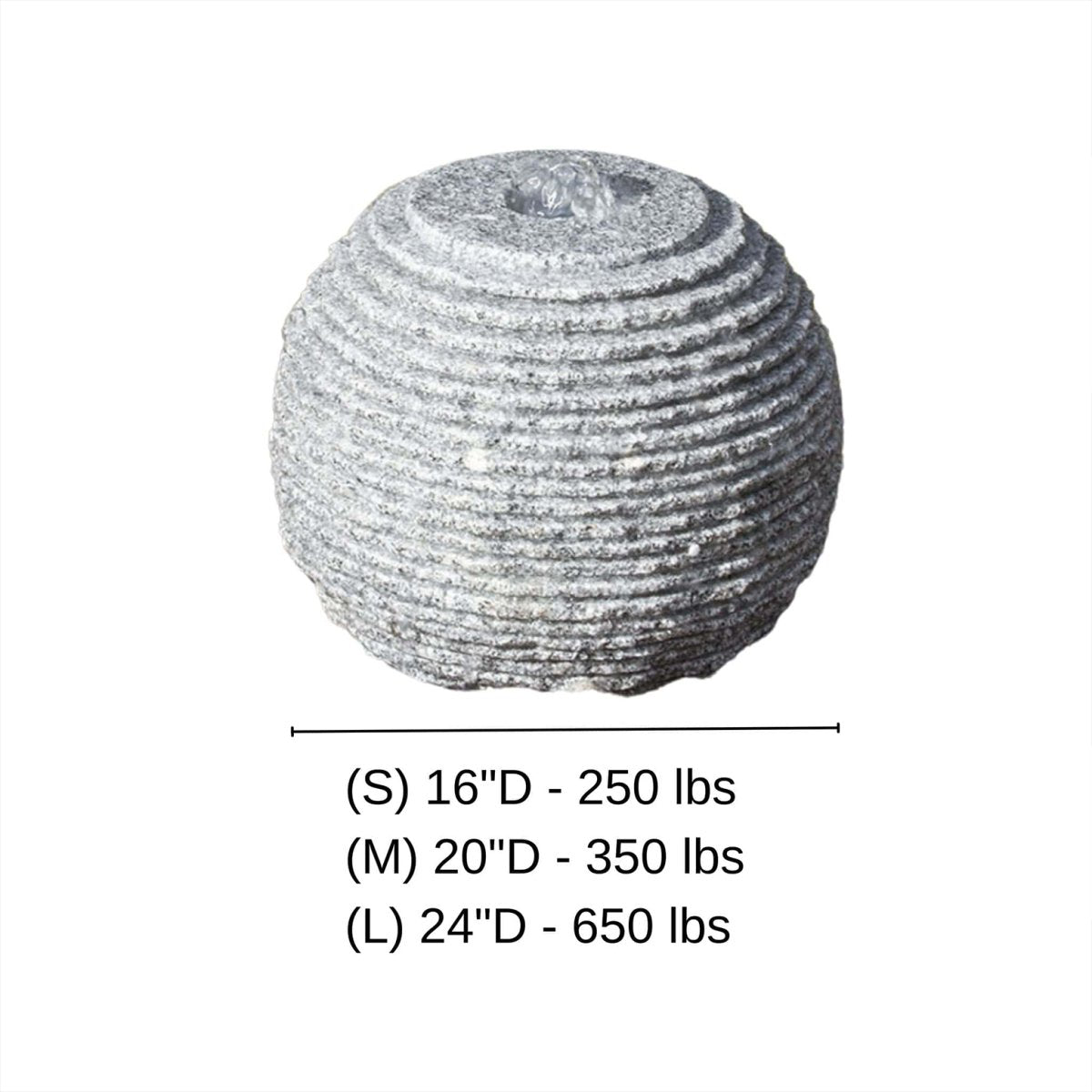 Gray Ribbed Granite Sphere Fountain - Complete Kit - Blue Thumb - American Pond Supplies -Gray Ribbed Granite Sphere Fountain - Complete Kit