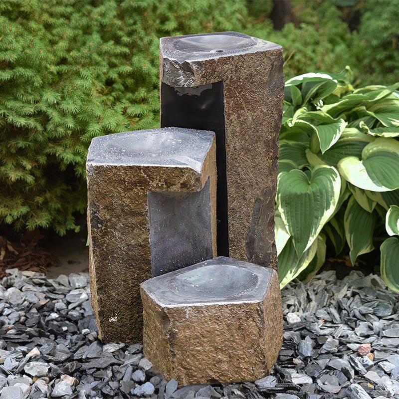 Keyed Spillway Basalt Outdoor Fountain Set - EasyPro