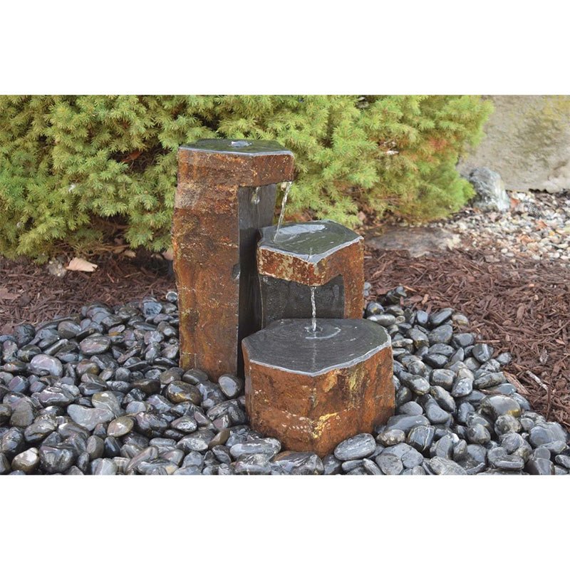 Keyed Spillway Basalt Outdoor Fountain Set - EasyPro